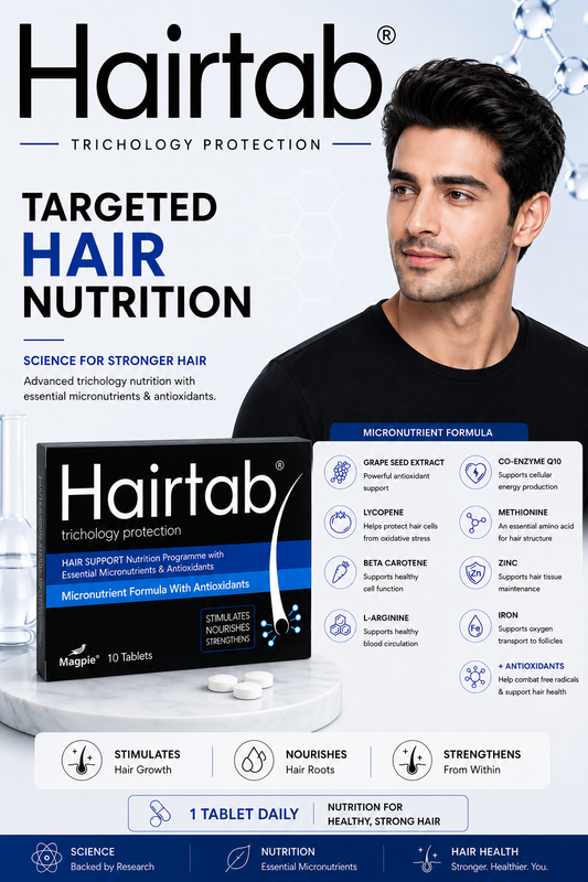 Hairtab Tablets ( Trichology Protection) : Hair Support Nutrition . 30 tablets: Men & Women Health( STIMULATES, NOURISHES & STRENGTHENS)