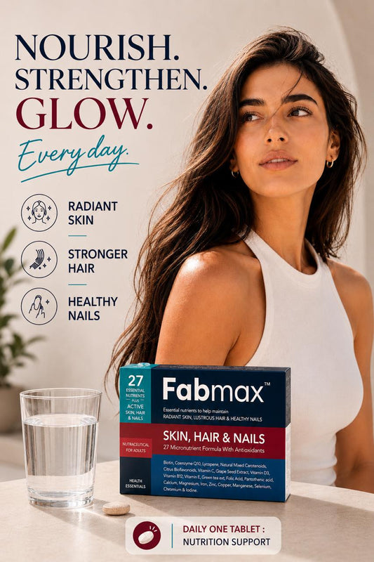 Fabmax Tablets : Skin, Hair & Nails Beauty Supplement / Nutrition Support ( 30 tablets ): Women Health: Radiant Skin , Lustrous Hair & Healthy Nails