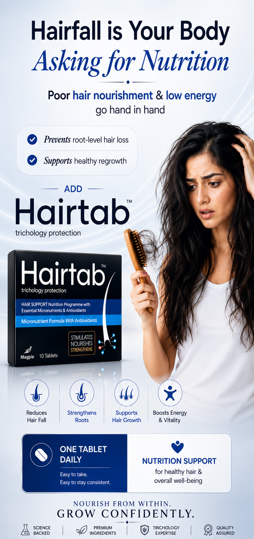 Hairtab Tablets ( Trichology Protection) : Hair Support Nutrition . 30 tablets: Men & Women Health( STIMULATES, NOURISHES & STRENGTHENS)