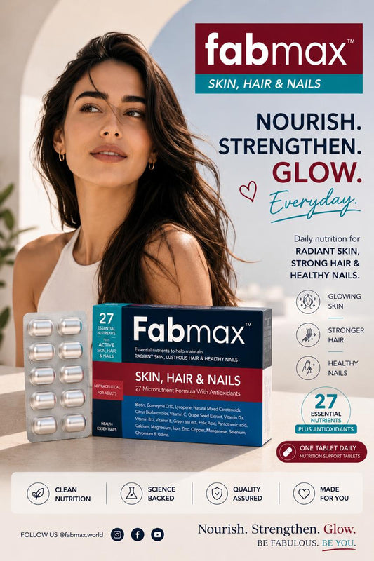 Fabmax Tablets : Skin, Hair & Nails Beauty Supplement / Nutrition Support ( 30 tablets ): Women Health: Radiant Skin , Lustrous Hair & Healthy Nails