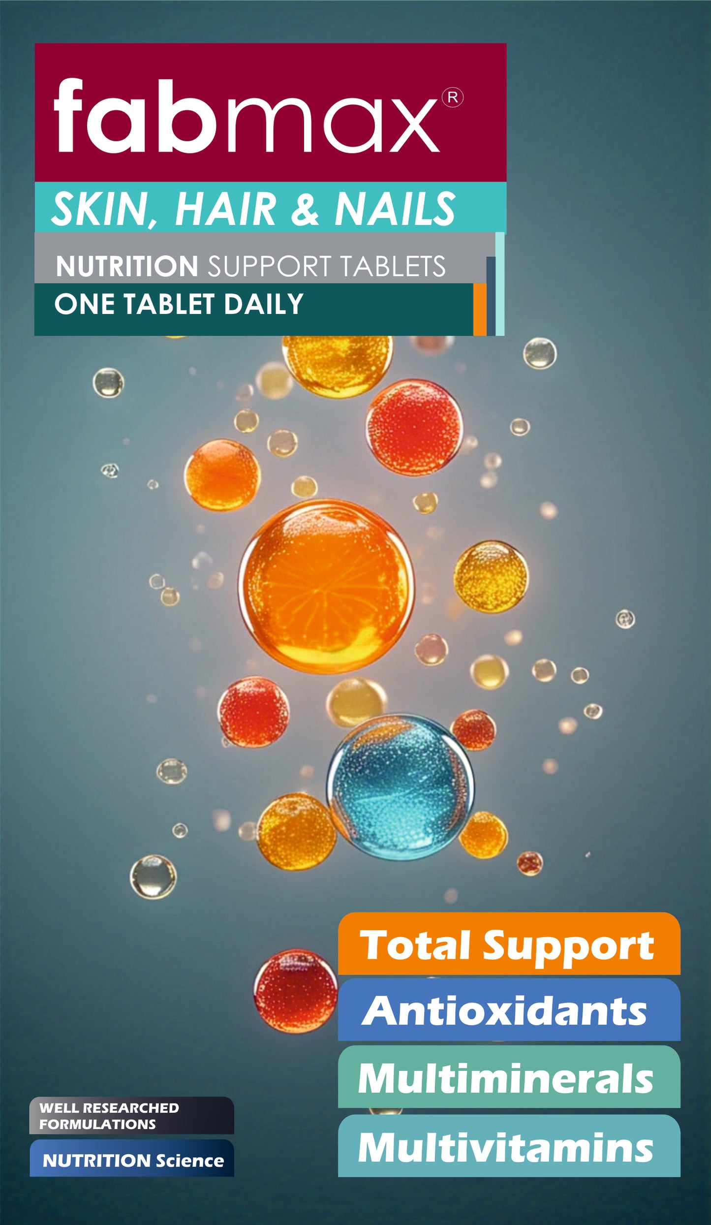 Fabmax Tablets : Skin, Hair & Nails Beauty Supplement / Nutrition Support ( 30 tablets ): Men & Women Health: Radiant Skin , Lustrous Hair & Healthy Nails