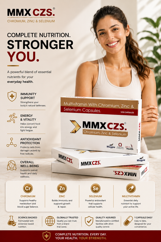 MMX CZS Capsules: Multivitamin with Chromium , Zinc , Selenium , B complex & Vitamin C (30 capsules): Men & Women Health : The energiser - Optimiser