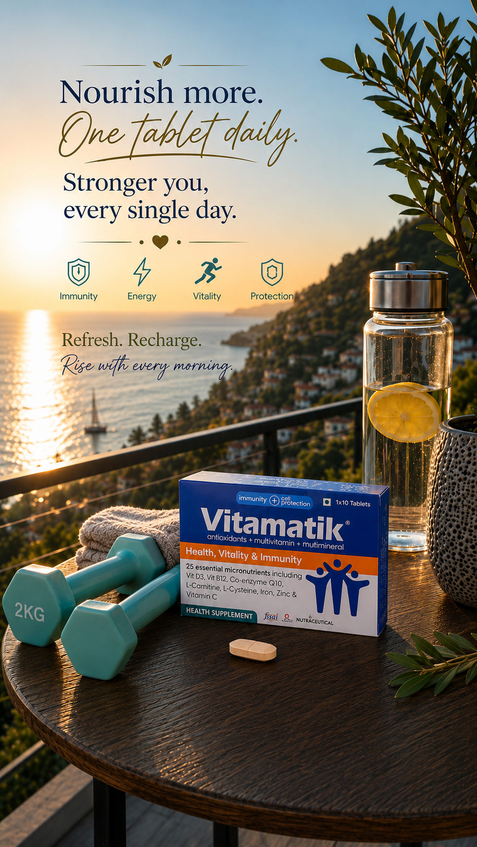Vitamatik tablets: Daily Health Supplement / Health Vitality & Immunity ( 30 tablets ): Men & Women Health: Immune system support: Active Lifestyle