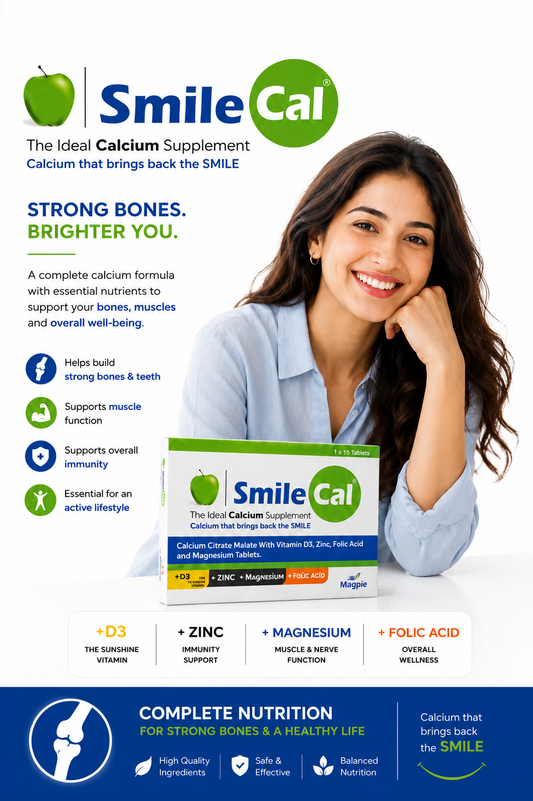 Smilecal Tablets : Calcium with magnesium, Zinc ,Folic Acid & Vitamin D. ( 45 tablets ): Men & Women Health