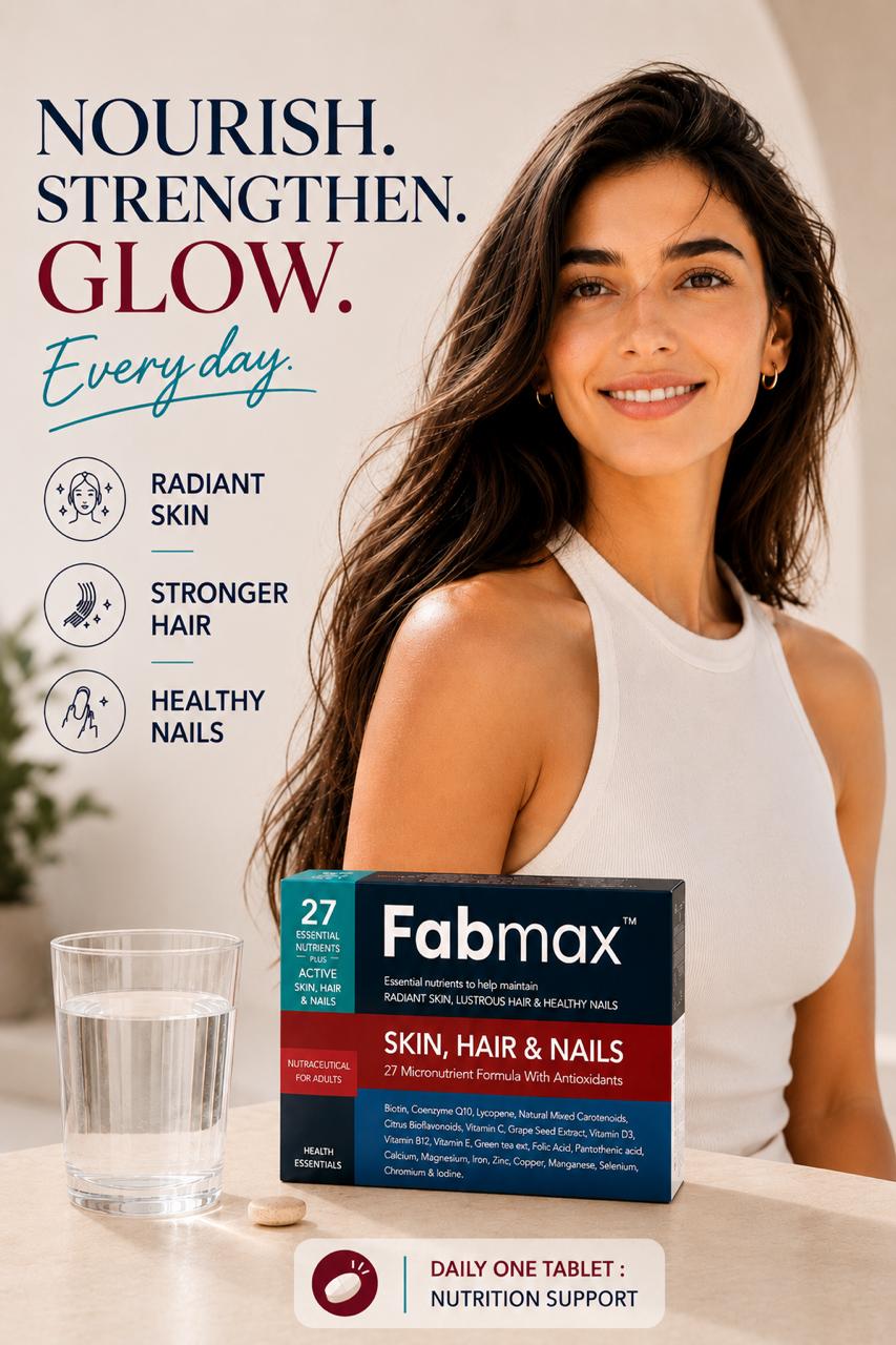 Fabmax Tablets : Skin, Hair & Nails Beauty Supplement / Nutrition Support ( 30 tablets ): Women Health: Radiant Skin , Lustrous Hair & Healthy Nails
