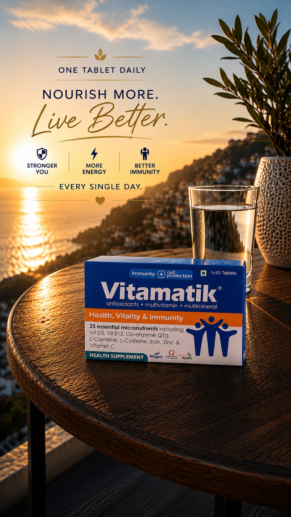 Vitamatik tablets: Daily Health Supplement / Health Vitality & Immunity ( 30 tablets ): Men & Women Health: Immune system support: Active Lifestyle