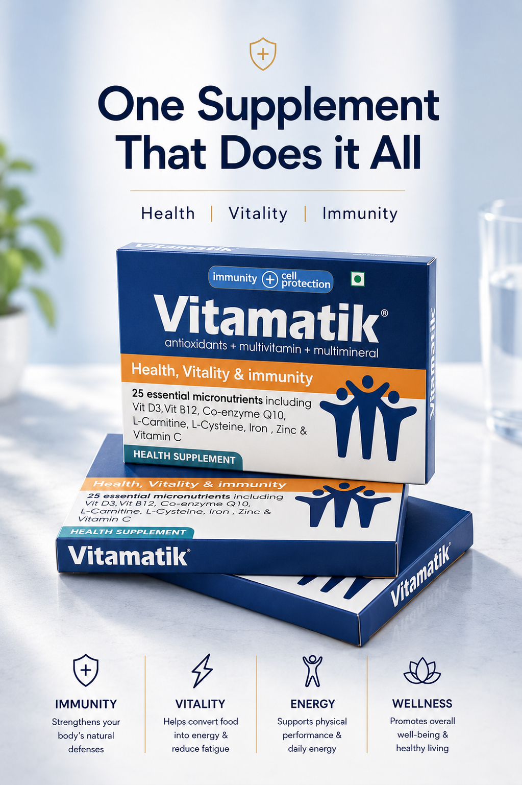 Vitamatik tablets: Daily Health Supplement / Health Vitality & Immunity ( 30 tablets ): Men & Women Health: Immune system support: Active Lifestyle