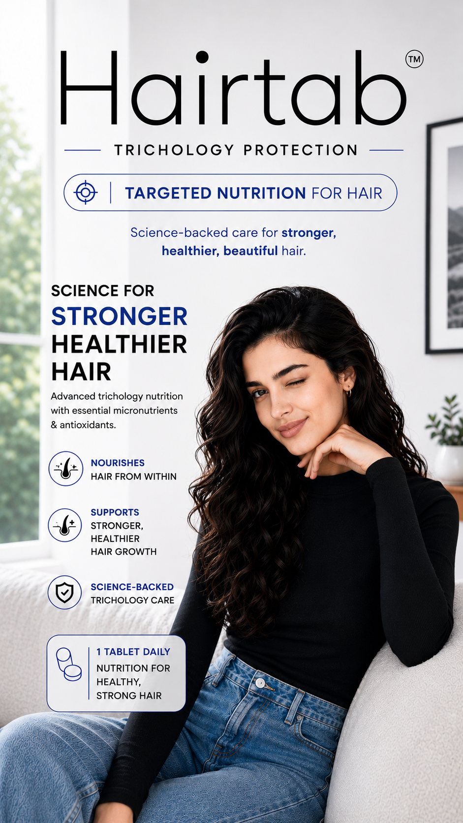 Hairtab Tablets ( Trichology Protection)   : Hair Support Nutrition . 30 tablets: Men & Women Health( STIMULATES, NOURISHES & STRENGTHENS)