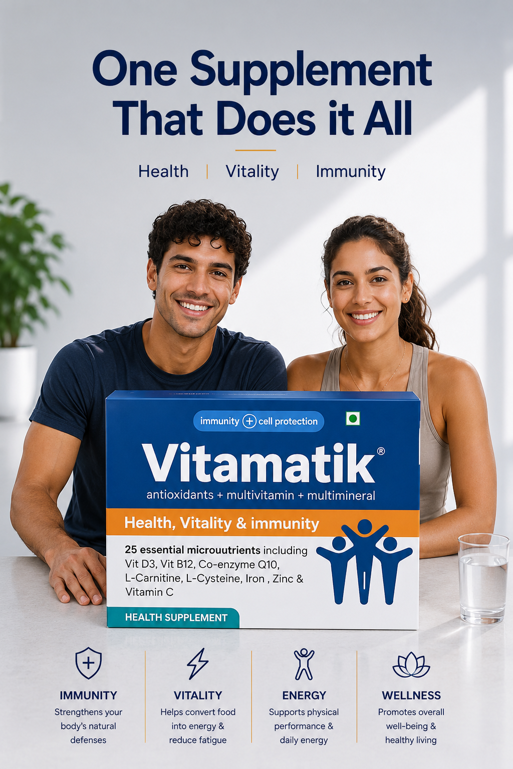 Vitamatik tablets: Daily Health Supplement / Health Vitality & Immunity ( 30 tablets ): Men & Women Health: Immune system support: Active Lifestyle