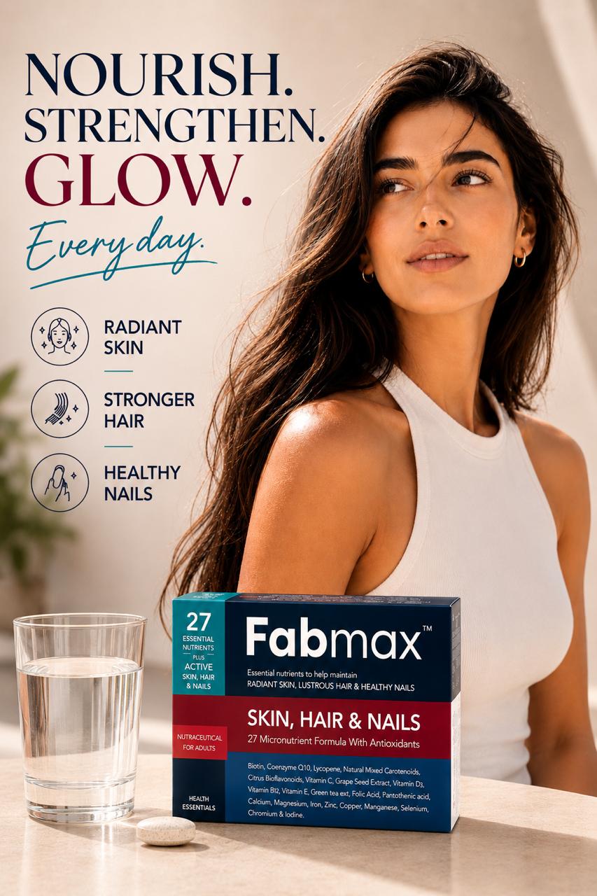 Fabmax Tablets : Skin, Hair & Nails Beauty Supplement / Nutrition Support ( 30 tablets ): Women Health: Radiant Skin , Lustrous Hair & Healthy Nails