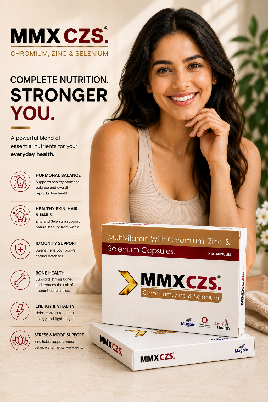MMX CZS Capsules: Multivitamin with Chromium , Zinc , Selenium , B complex & Vitamin C (30 capsules): Men & Women Health : The energiser - Optimiser