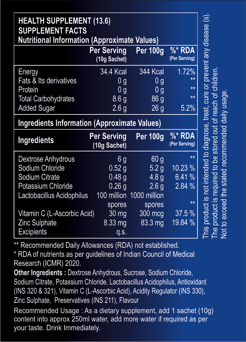 Eway : The Electrolyte Hydrator / Energy Drink ( In 10 gm sachet form) 10 sachets pack : Men & Women Health